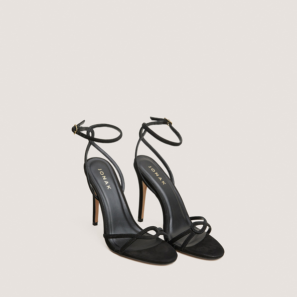 Heeled sandals in black suede | FABULEUSE