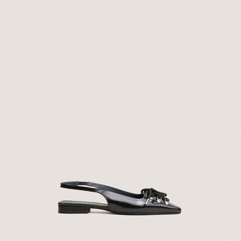 Lace-Up Slingback Ballet Flats black