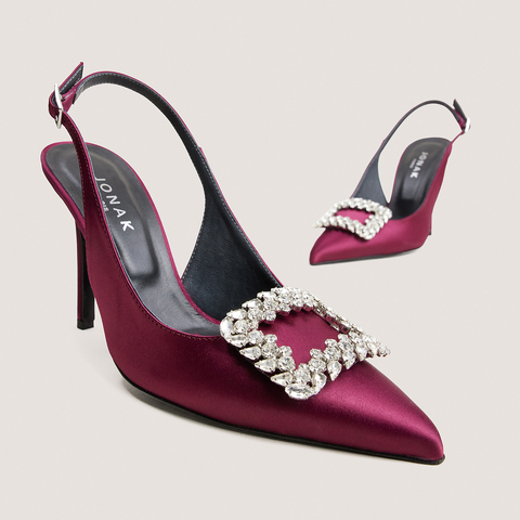 Pointed-Toe Slingback Pumps burgundy