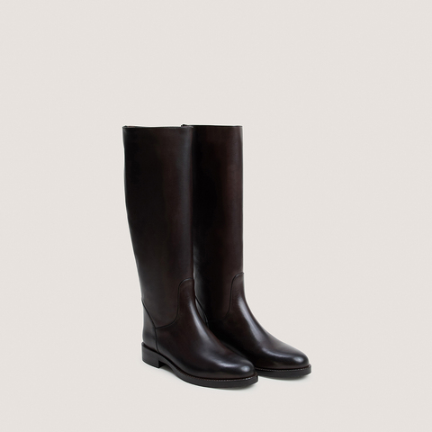 Round-Toe Boots dark brown