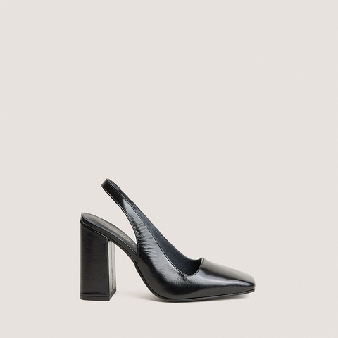 Square-Toe Heeled Pumps black