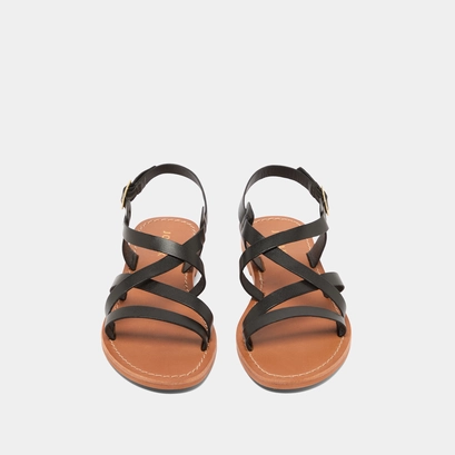 Nu-pieds &agrave; brides in black leather | wischia