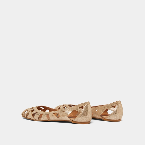 Cut-out ballet flats with laminated platinium upper | DERAY