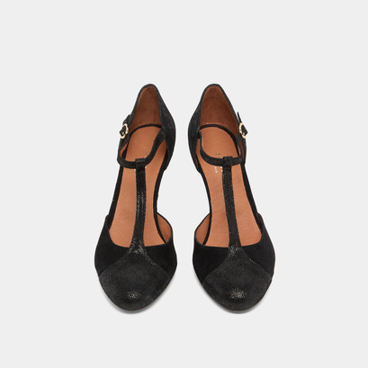 T-bar shoes in black velvet | 10714