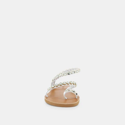Sandales &agrave; bijoux in white leather | cristo