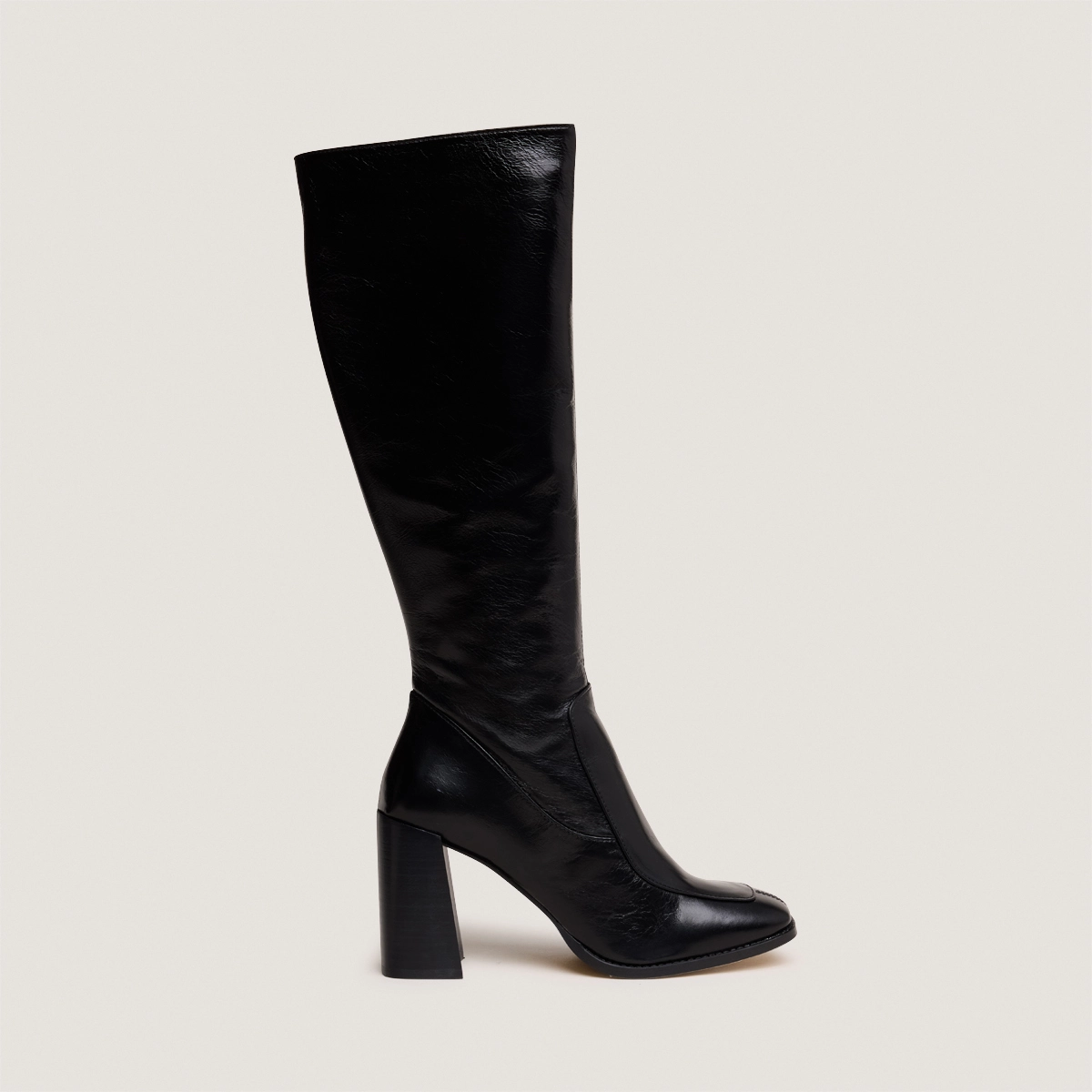 High boots in black leather calf size S | VAUBANE