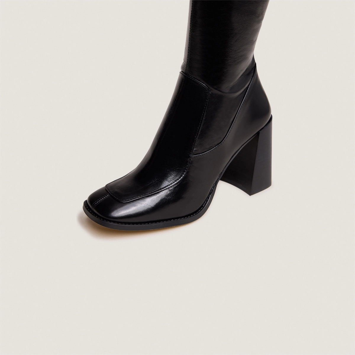 High boots in black leather calf size S | VAUBANE
