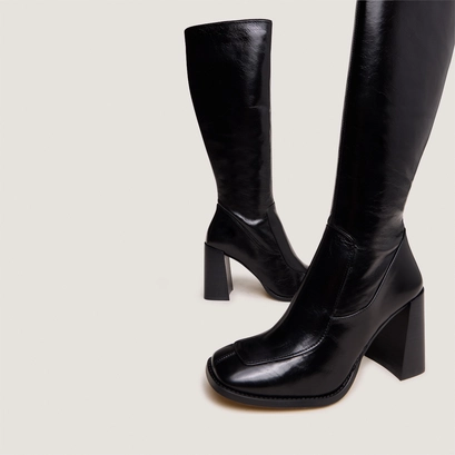 High boots in black leather | vaubane