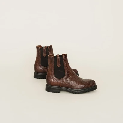 Flat boots in cognac reptile | candide