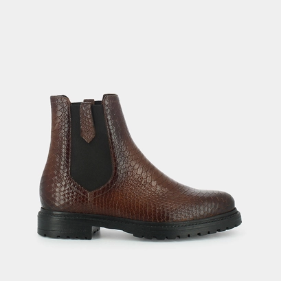 Flat boots in cognac reptile | candide