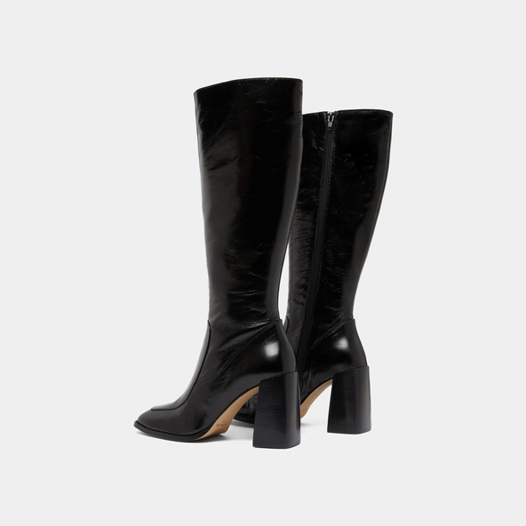 High boots in black leather calf size S | VAUBANE