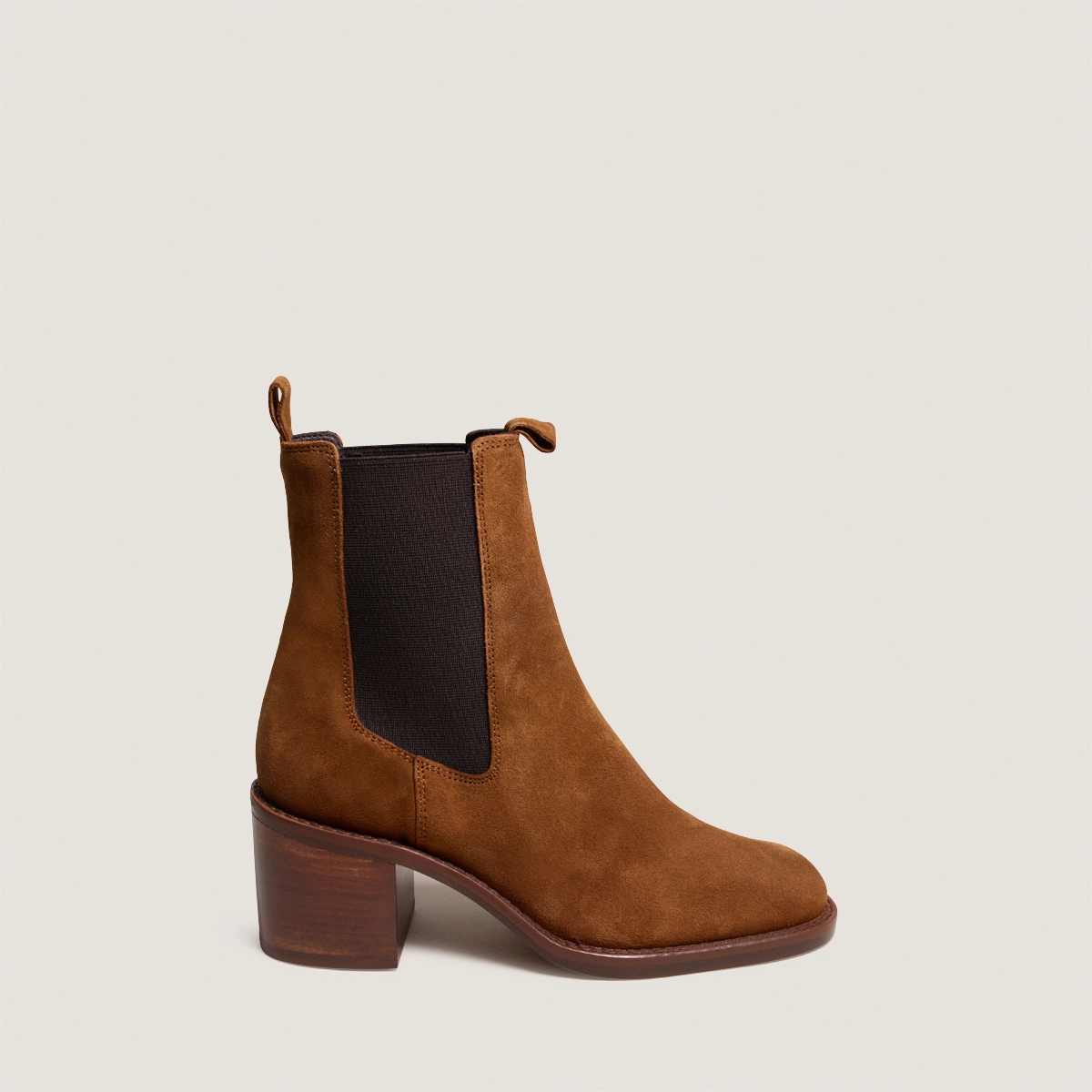 Bottines à talons in cognac suede | BERTILLE