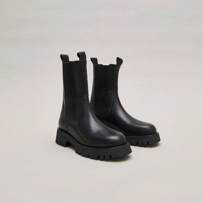 Platform boots in black leather | ridle