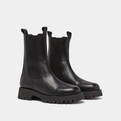 Platform boots in black leather | ridle