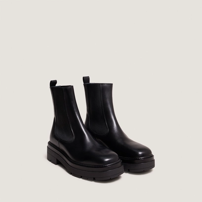 Boots &agrave; plateformes in black leather | picus