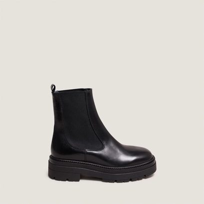Boots &agrave; plateformes in black leather | picus