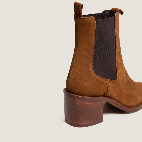 Bottines à talons in cognac suede | BERTILLE