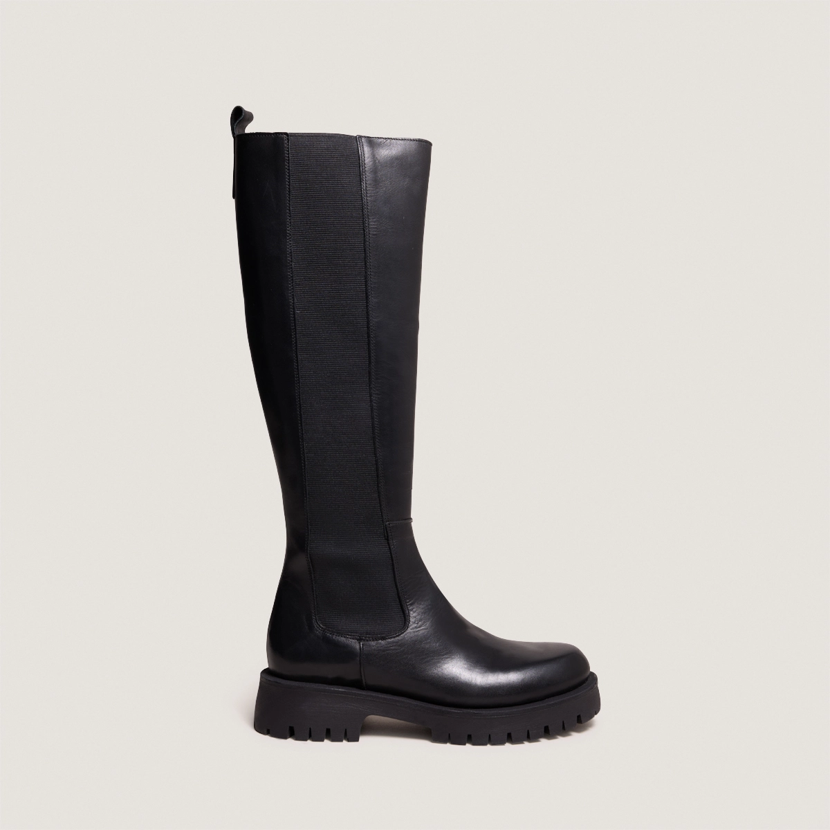 Bottes à plateformes in black leather | REBEL