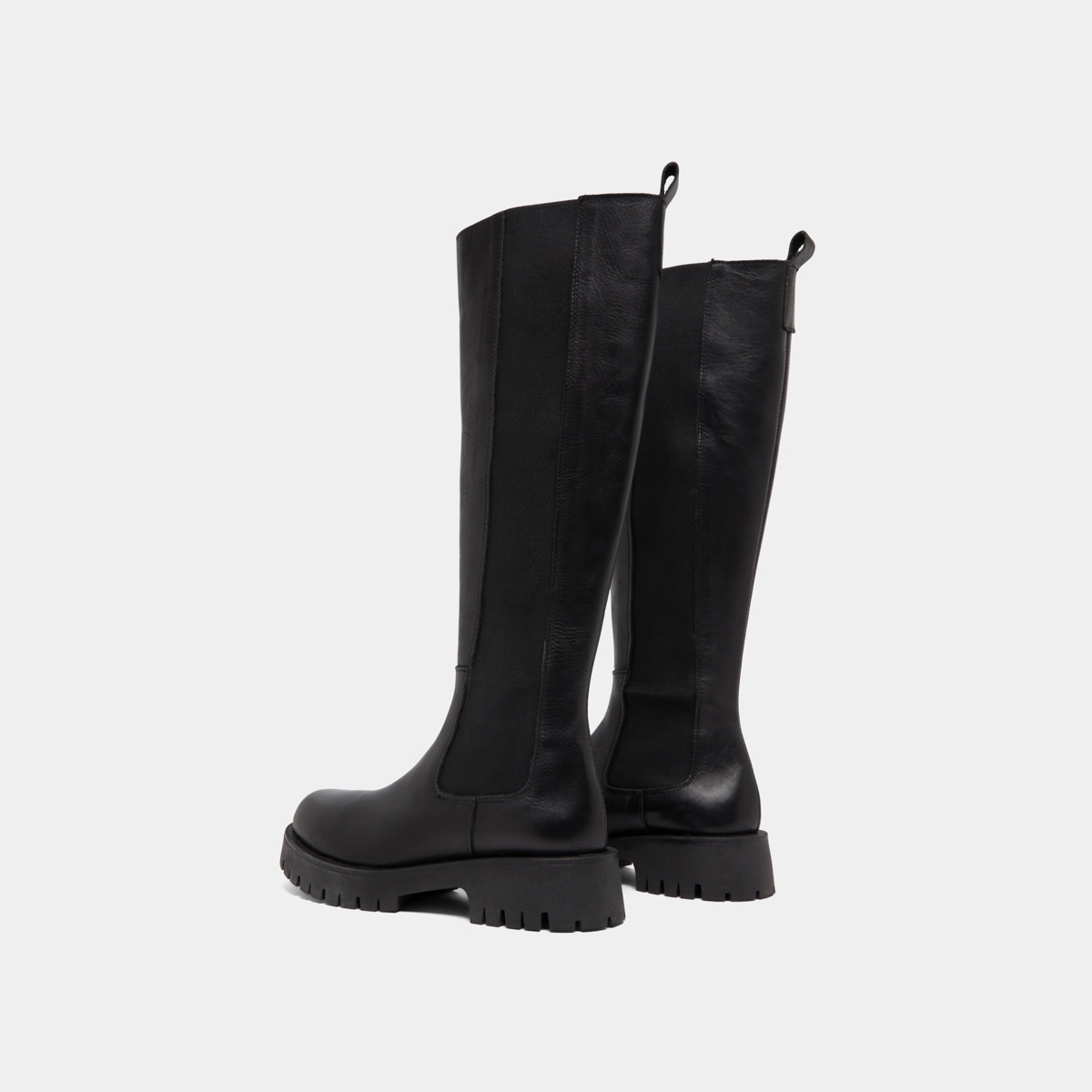 Bottes à plateformes in black leather | REBEL