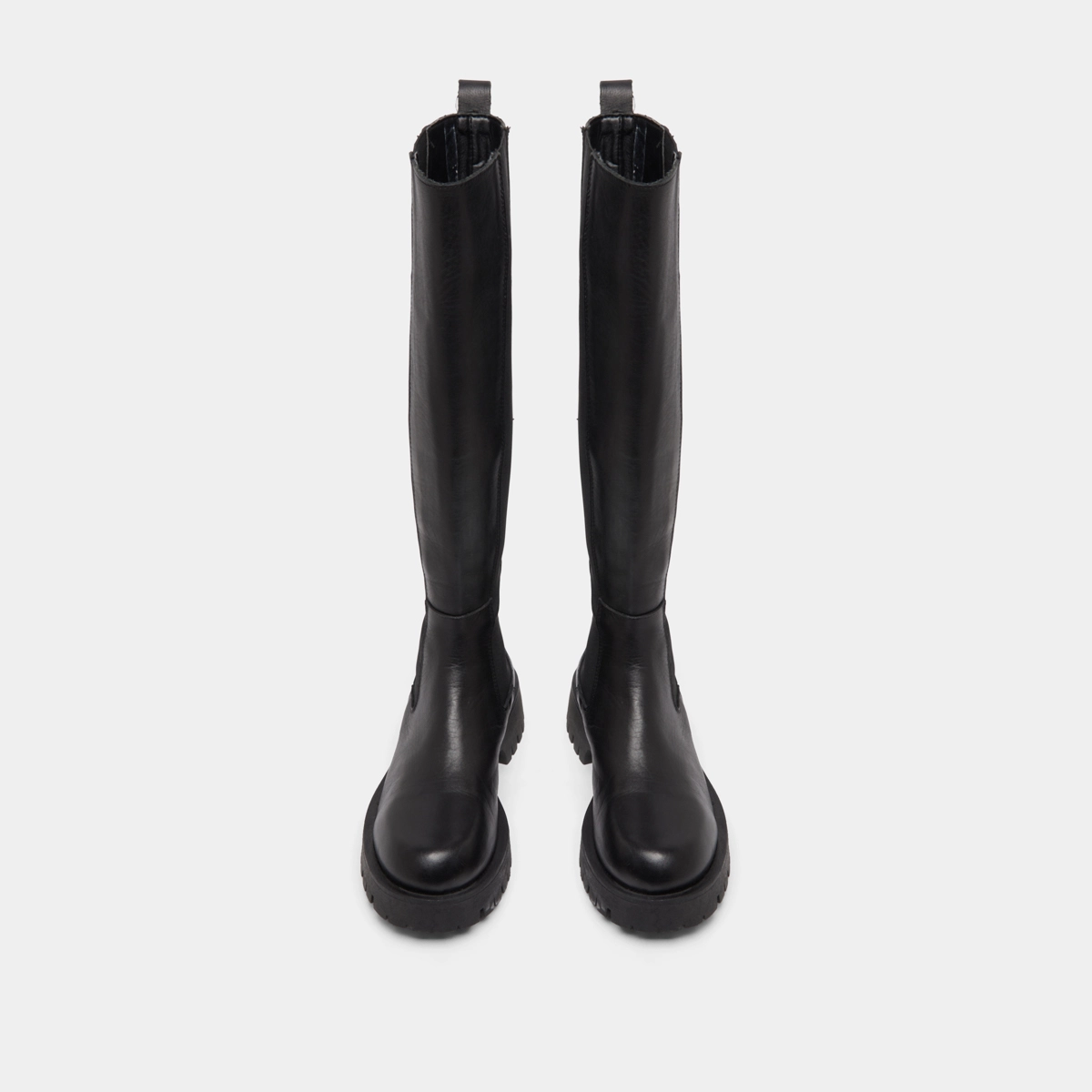 Bottes à plateformes in black leather | REBEL