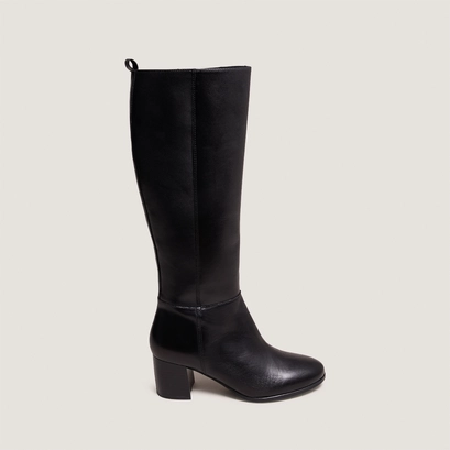 Bottes hautes &agrave; talons in black leather | armina