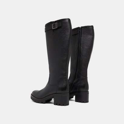 Bottes &agrave; semelles crant&eacute;es et boucles in black grained leather | midas