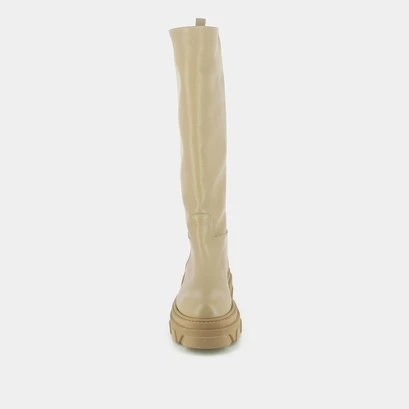 Bottes &agrave; semelles crant&eacute;es in beige grained leather | rocket