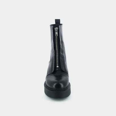 Zipped boots with platform in black leather | albert