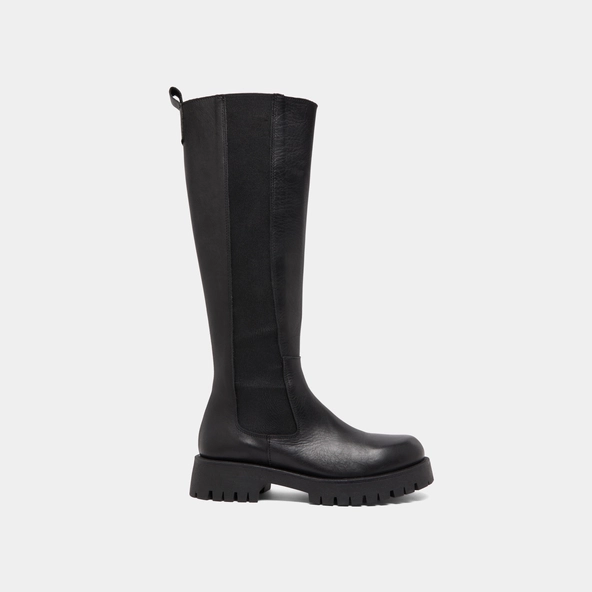 Bottes à plateformes in black leather | REBEL
