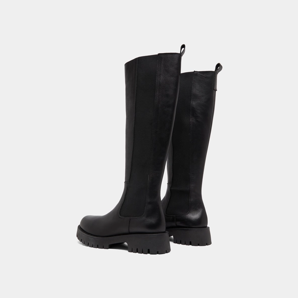 Bottes à plateformes in black leather | REBEL