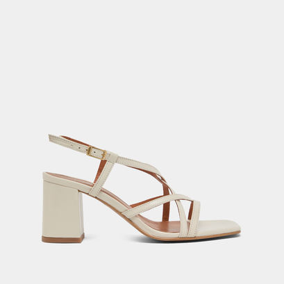 Sandales &agrave; talons et brides in ecru leather | verlaine