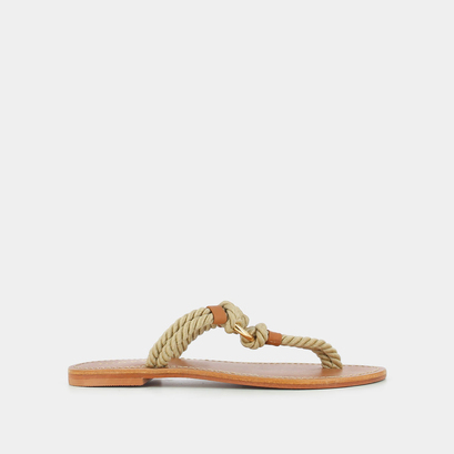 Sandales fa&ccedil;on tongs et anneaux in beige rope | wild