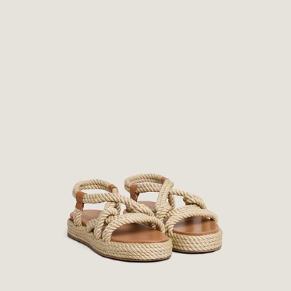 Sandales &agrave; brides entrecrois&eacute;es in beige rope | WAEL