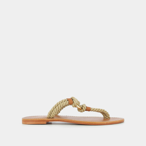 Sandales fa&ccedil;on tongs et anneaux beige
