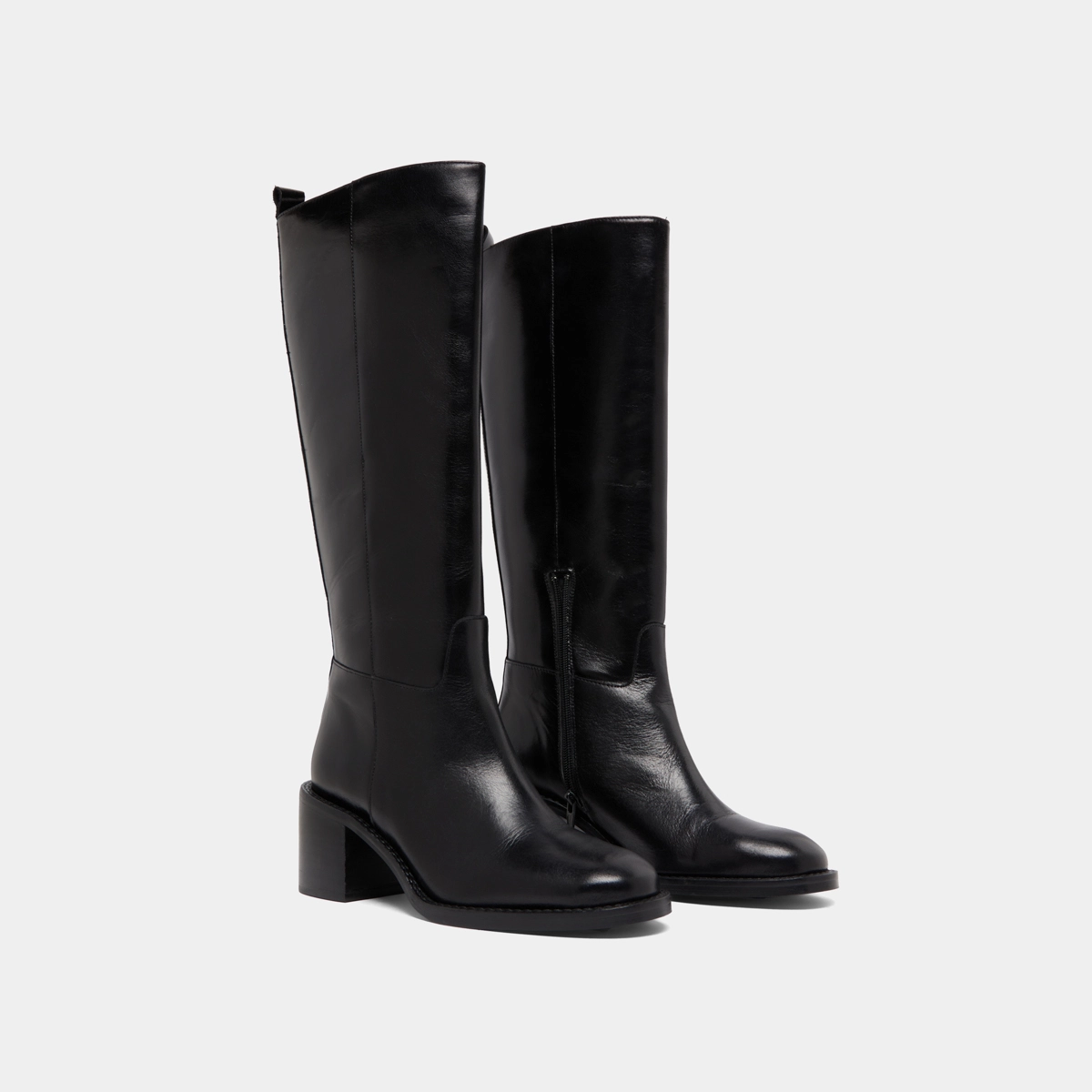 High heeled boots in black leather calf size S | BONNIE