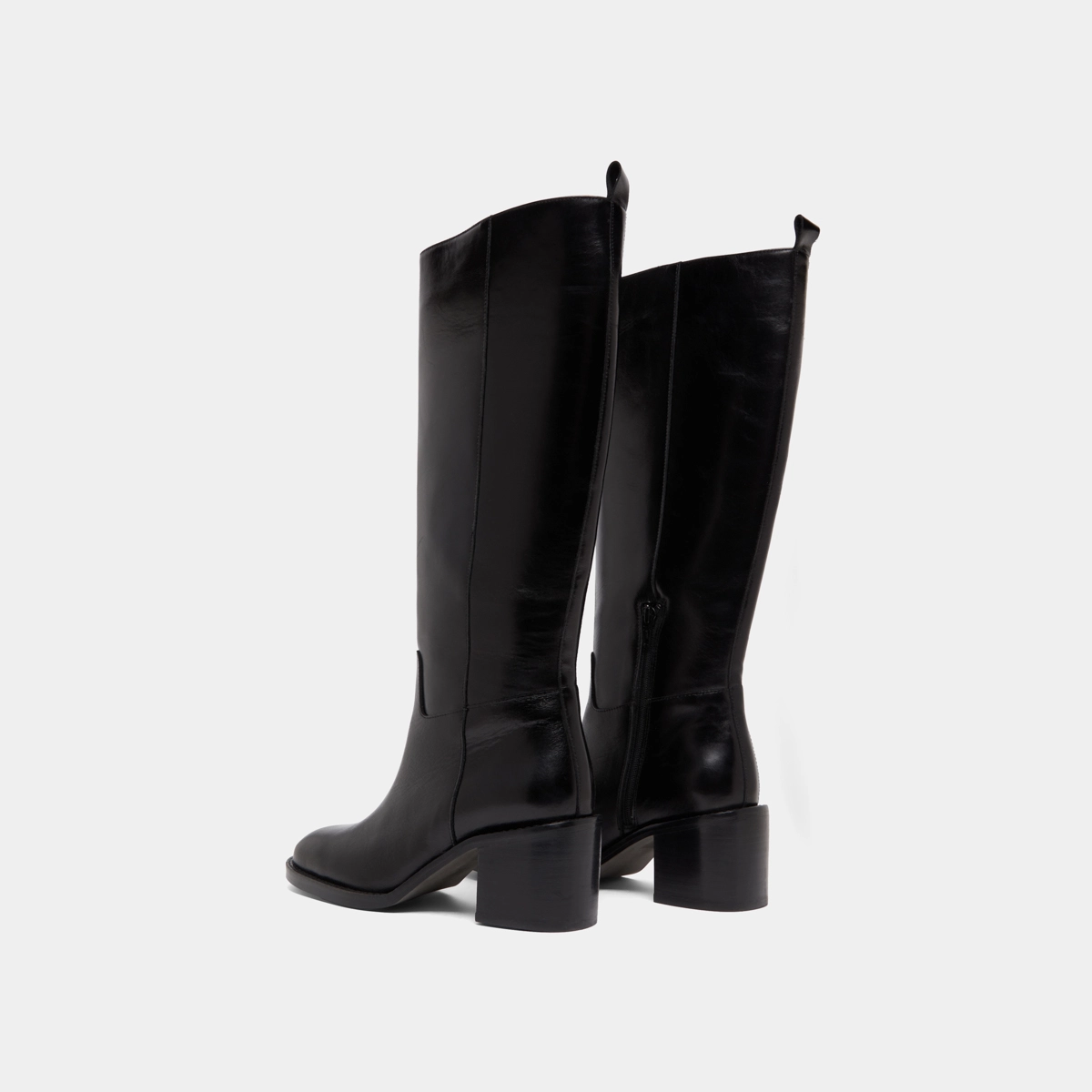 High heeled boots in black leather calf size S | BONNIE