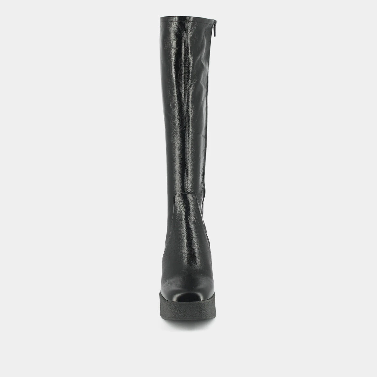 Bottes à plateformes in black aged leather | DRICIA