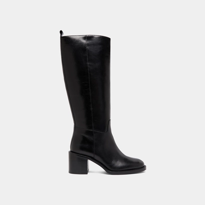 High heeled boots in black leather calf size s | bonnie