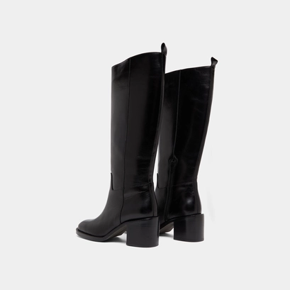 High heeled boots in black leather calf size s | bonnie