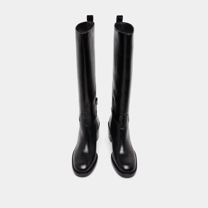 High heeled boots in black leather calf size s | bonnie