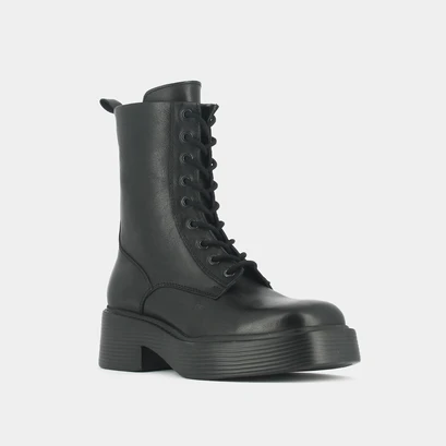 Boots &agrave; lacets, plateformes et bouts carr&eacute;s in black leather | ibras