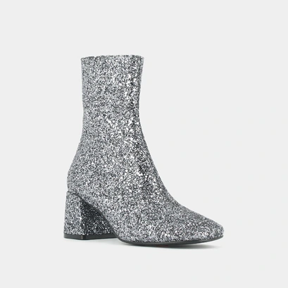 Bottines &agrave; talons in anthracite glitter | benonie
