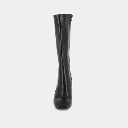 Bottes &agrave; talons et bouts carr&eacute;s in black aged leather | vacca