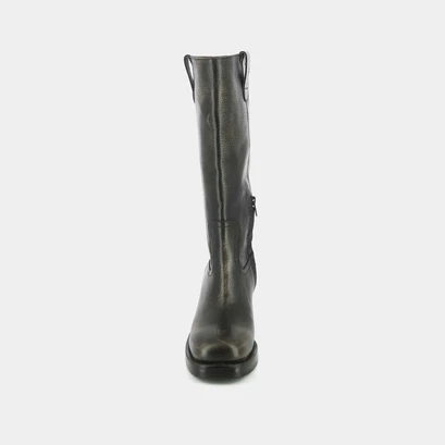 Bottes &agrave; talons in grey grained leather | dia
