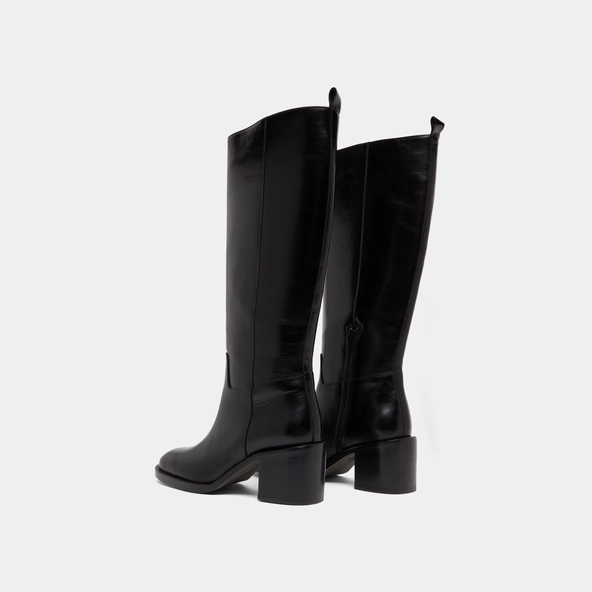 High heeled boots in black leather calf size S | BONNIE