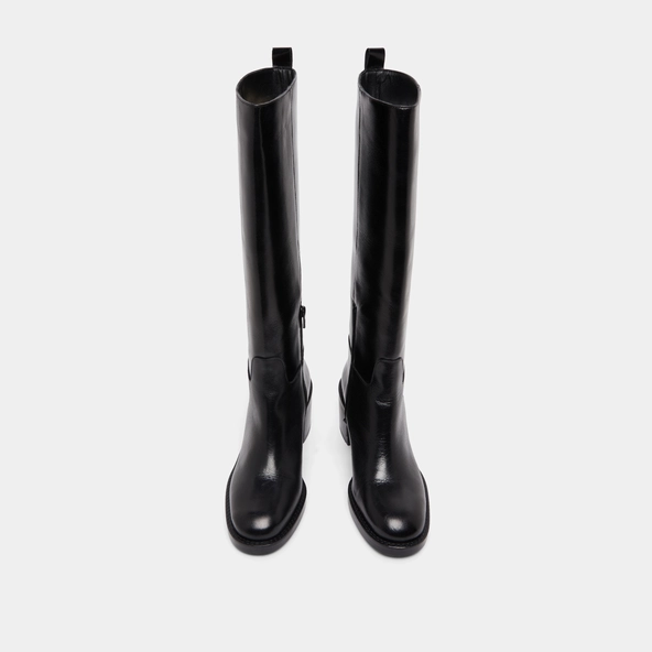 High heeled boots in black leather calf size S | BONNIE