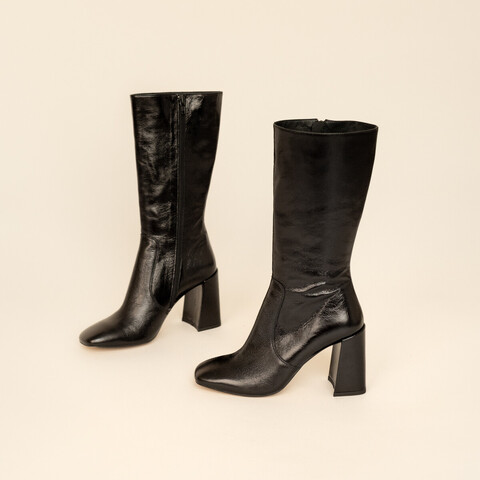 Bottes &agrave; talons et bouts carr&eacute;s black
