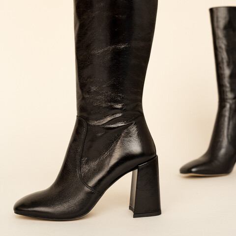 Bottes &agrave; talons et bouts carr&eacute;s black