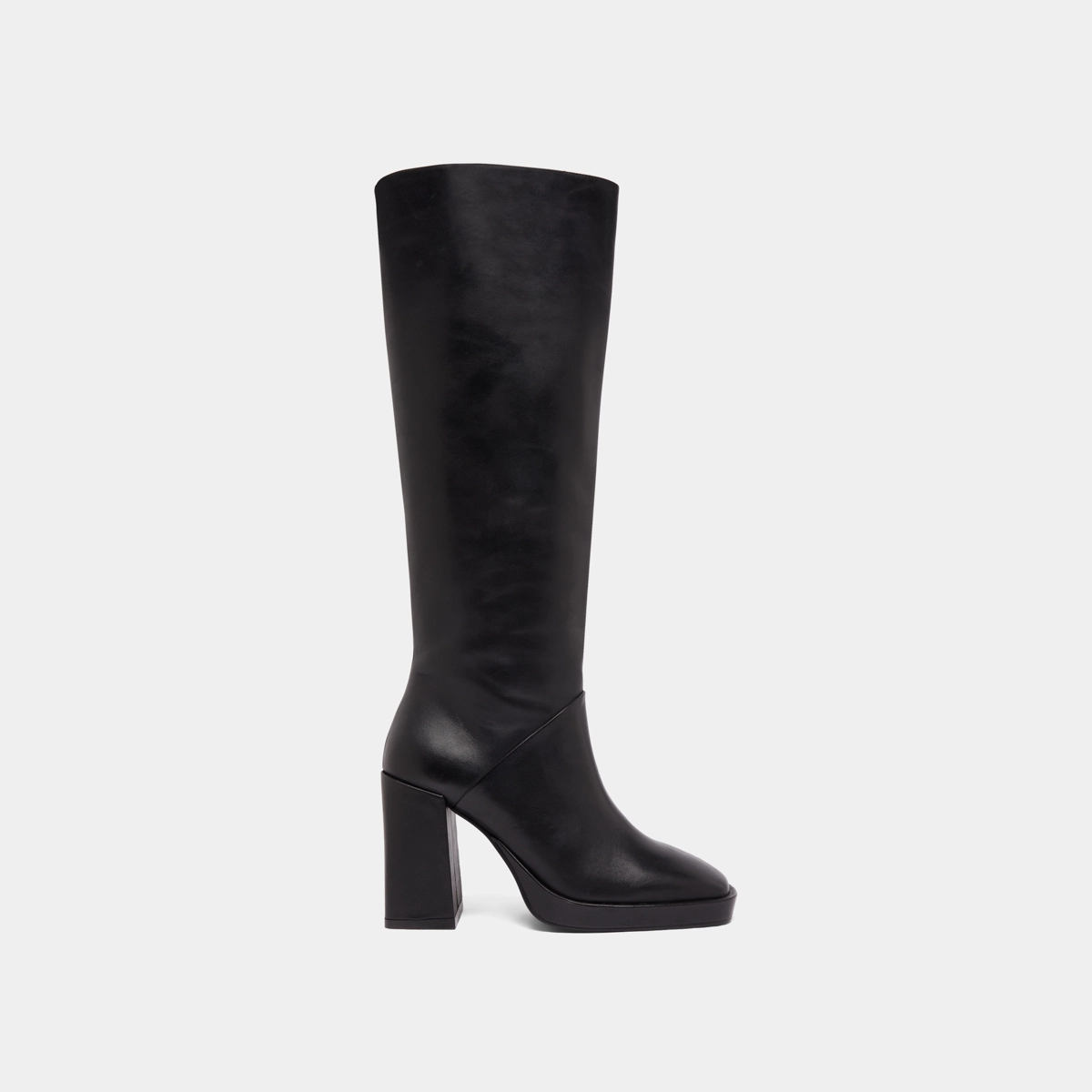 Bottes à talons hauts et bouts carrés in black leather | DETHLEE