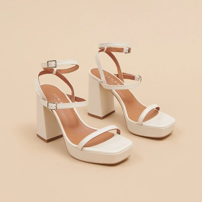 Sandales &agrave; brides et plateformes in unbleached distressed leather | VLADO
